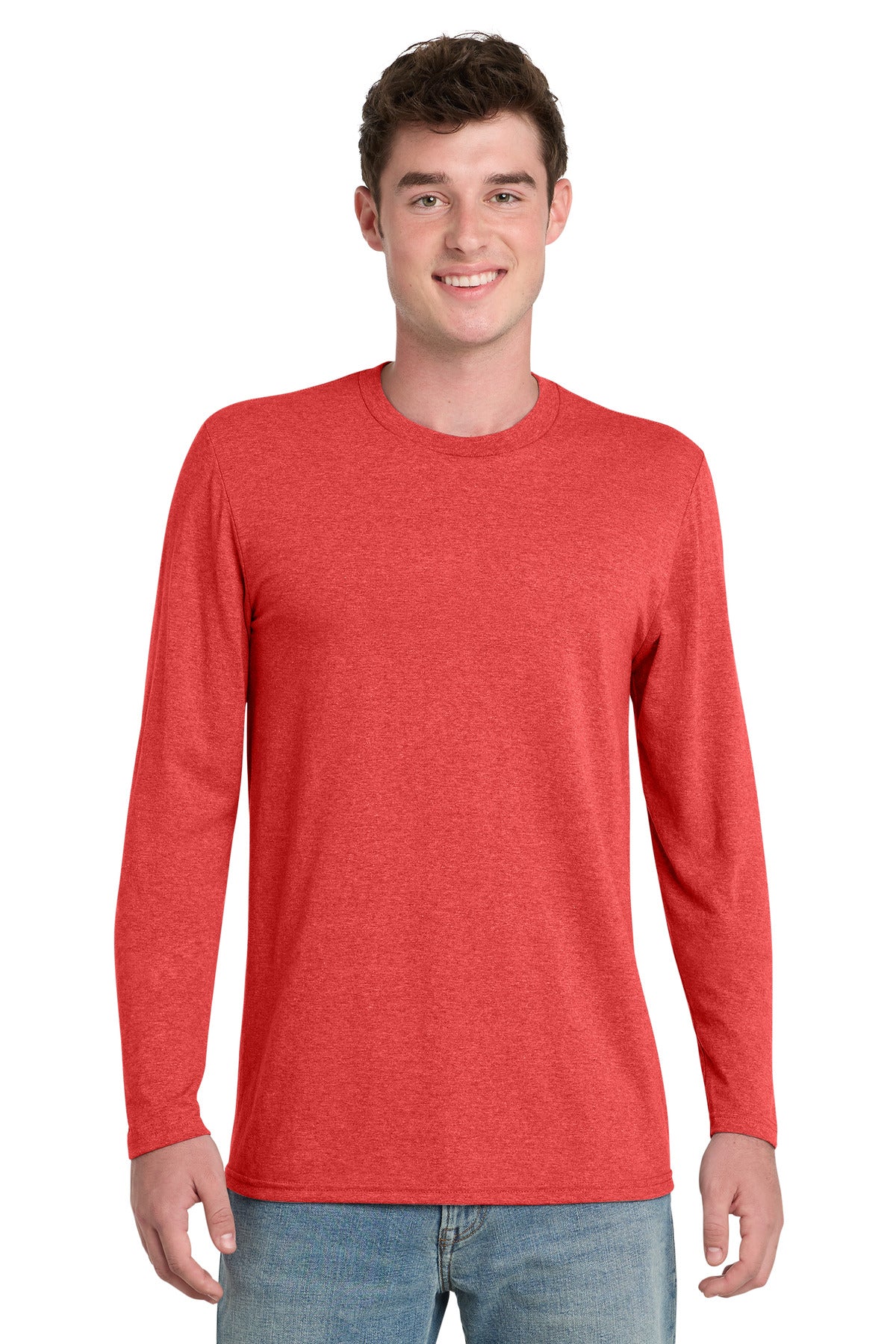 SanMar PC330LS_brightredheather_model_front.jpg