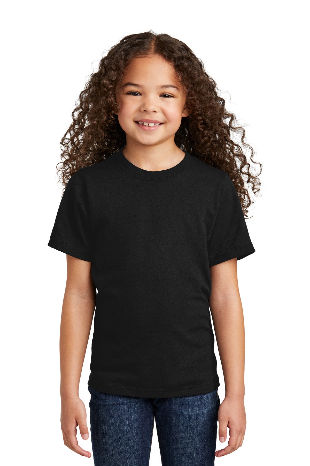 Front View of Black Port & Co Youth Tri-Blend Tee PC330Y  - XS