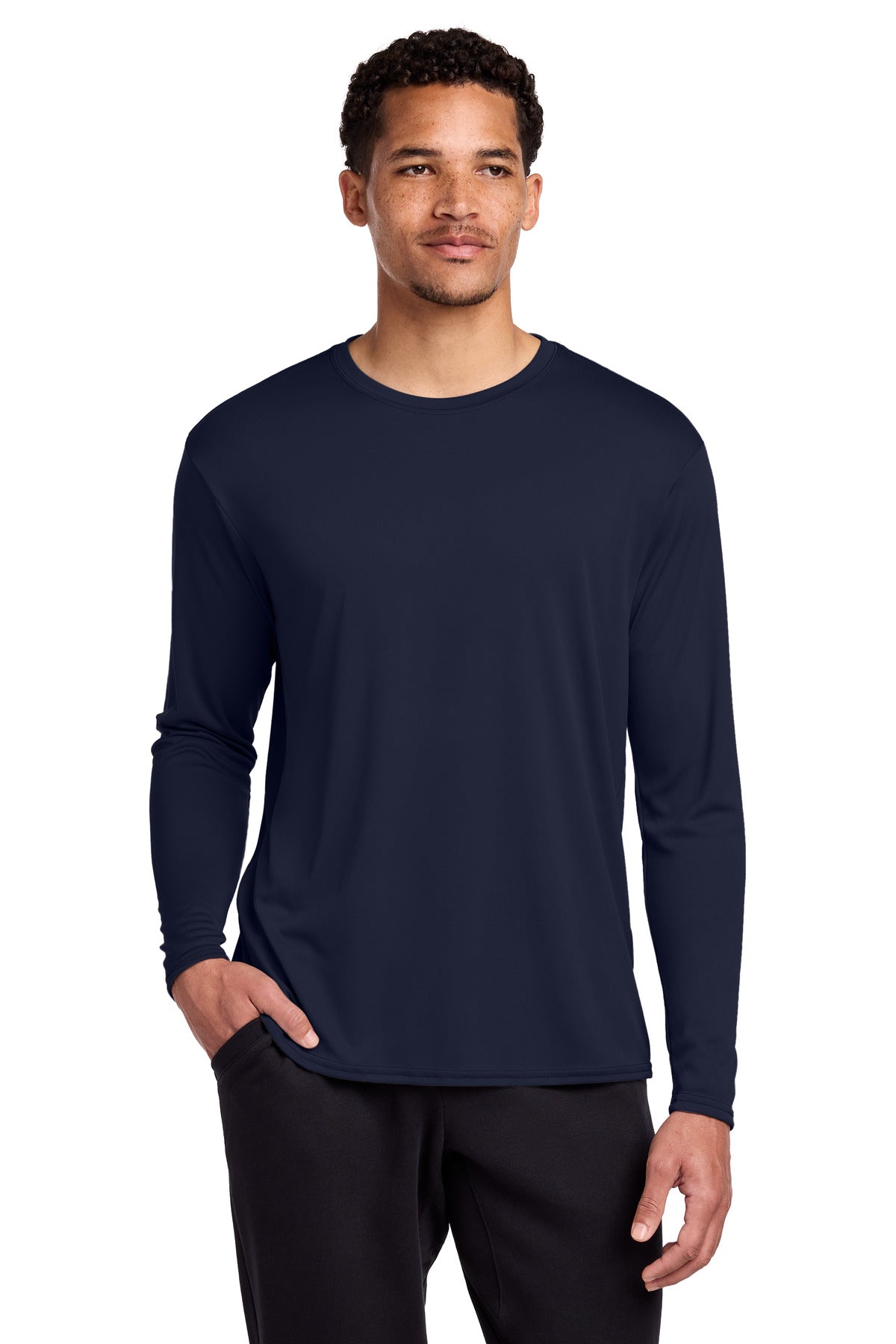 SanMar PC380LS_deepnavy_model_front.jpg