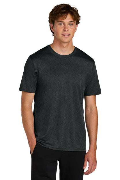 Front View of BlkHthr Port & Co Heather Performance Tee PC390  - S