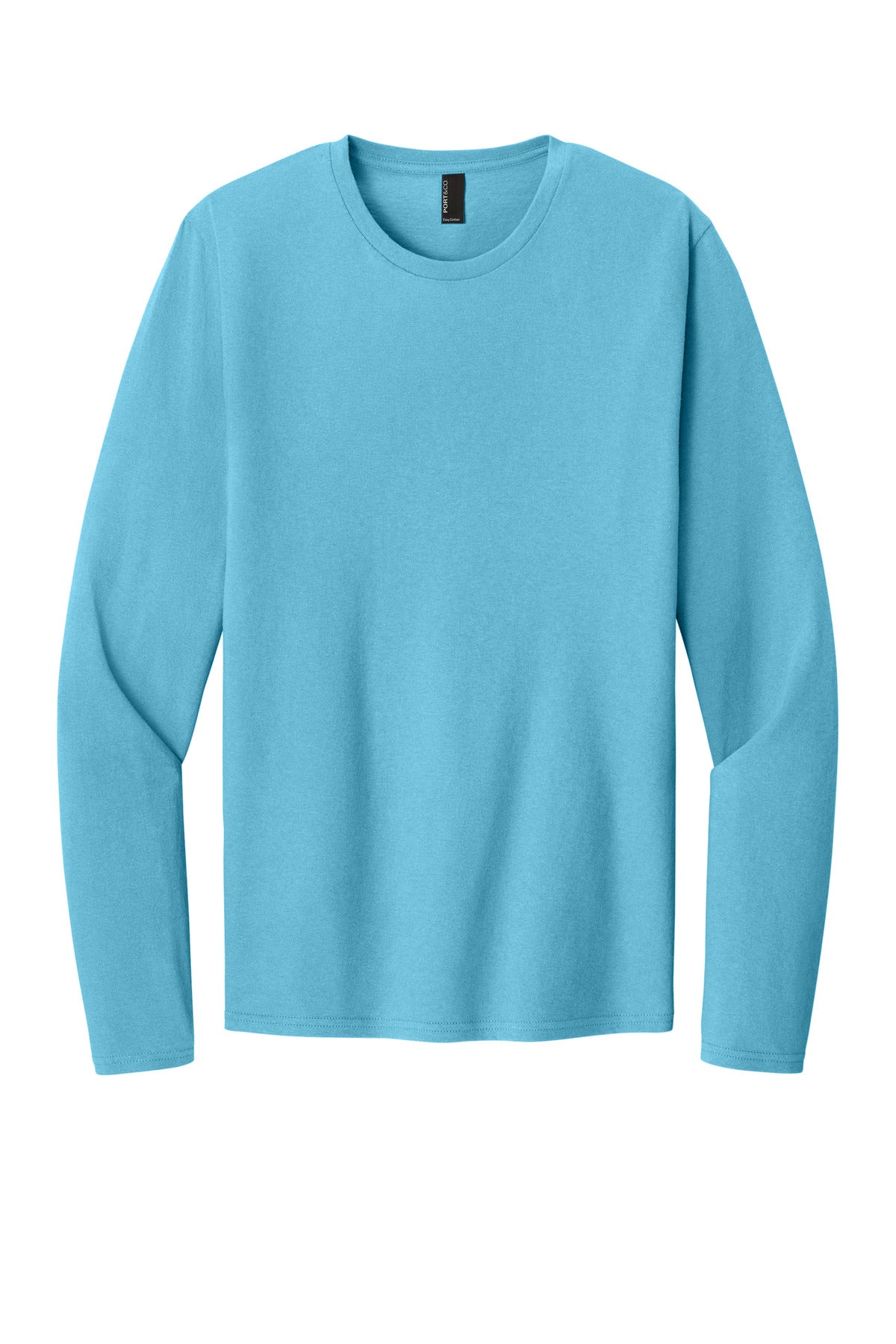 Front View of AquaticBl Port & Co Easy Cotton Long Sleeve Tee PC43LS  - S