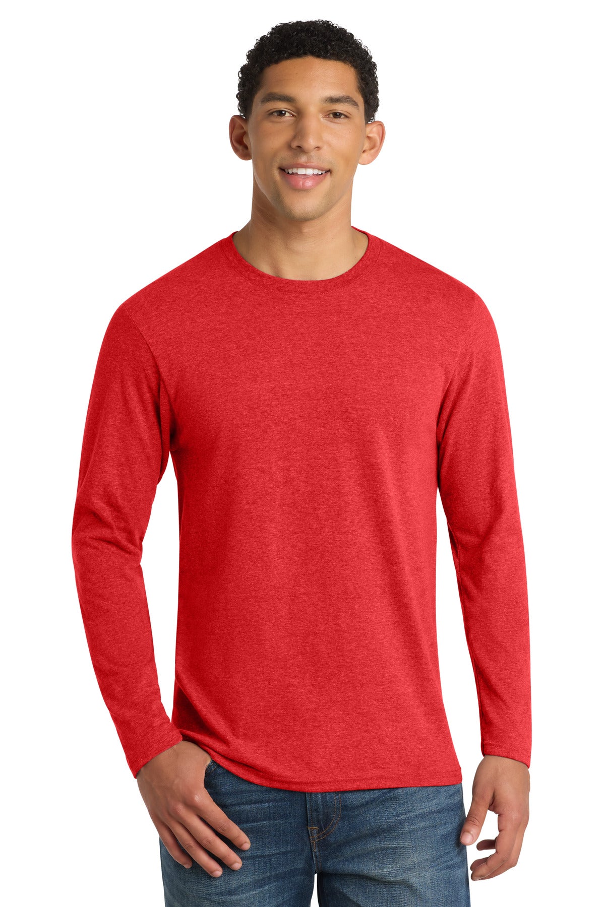 SanMar PC455LS_brightredheather_model_front.jpg