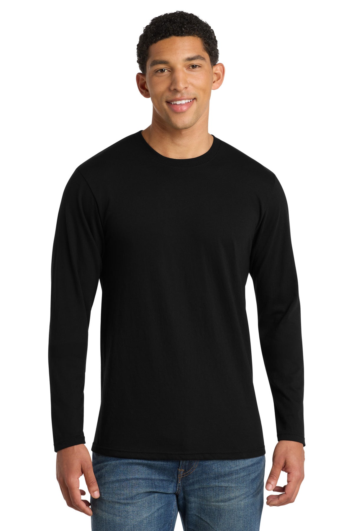 SanMar PC455LS_jetblack_model_front.jpg