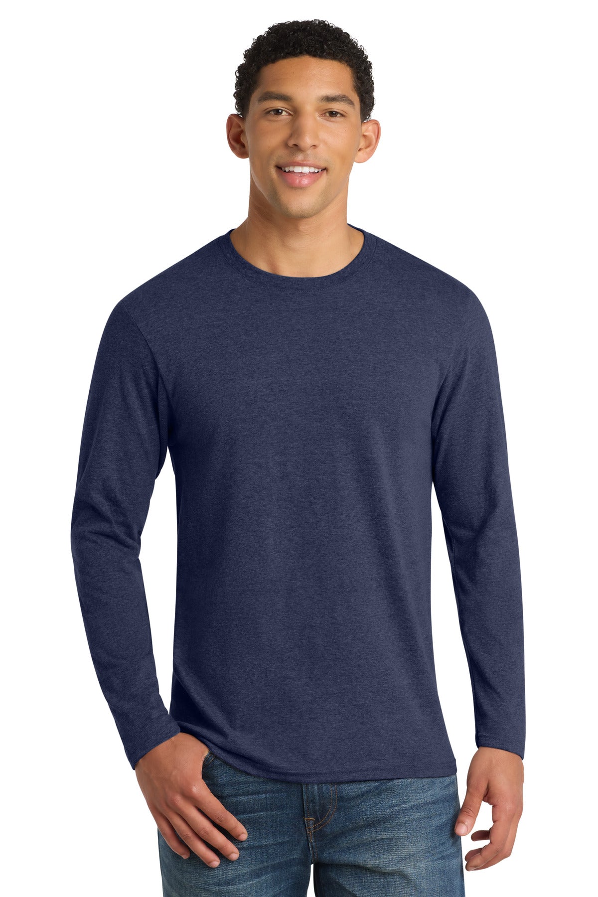 SanMar PC455LS_teamnavyheather_model_front.jpg
