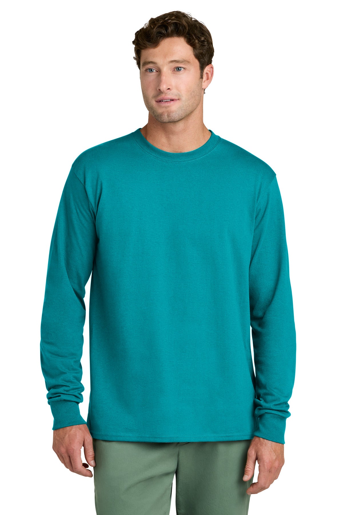 SanMar PC54LS_aquaticblue_model_front.jpg