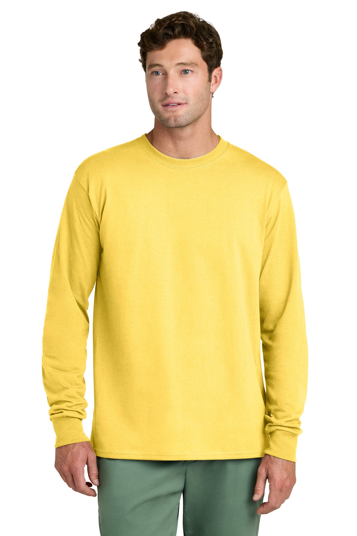 SanMar PC54LS_yellow_model_front.jpg