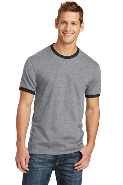 Front View of Athl He/Jet Bk Port & Co Core Cotton Ringer Tee. PC54R  - S