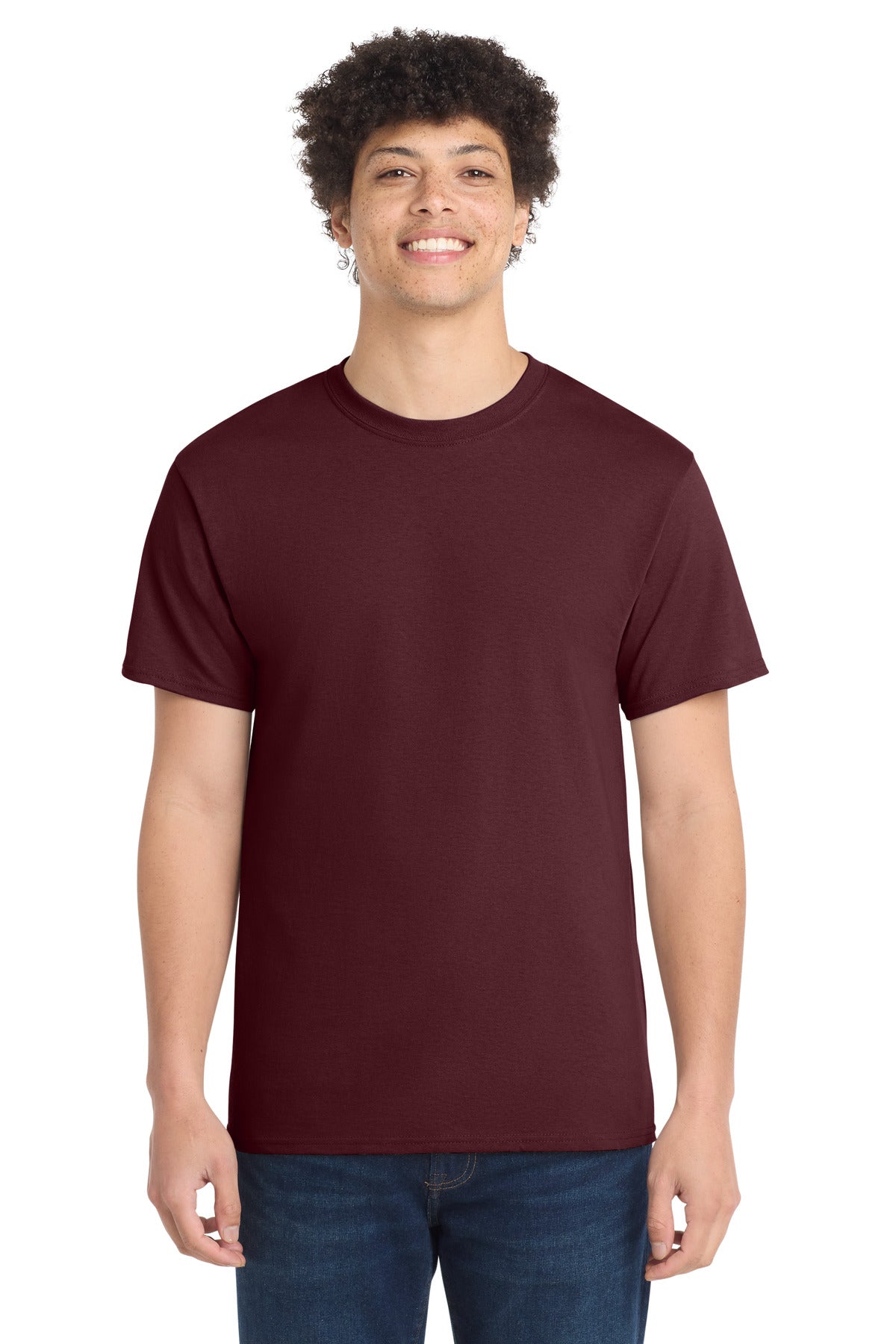 SanMar PC54T_athleticmaroon_model_front.jpg