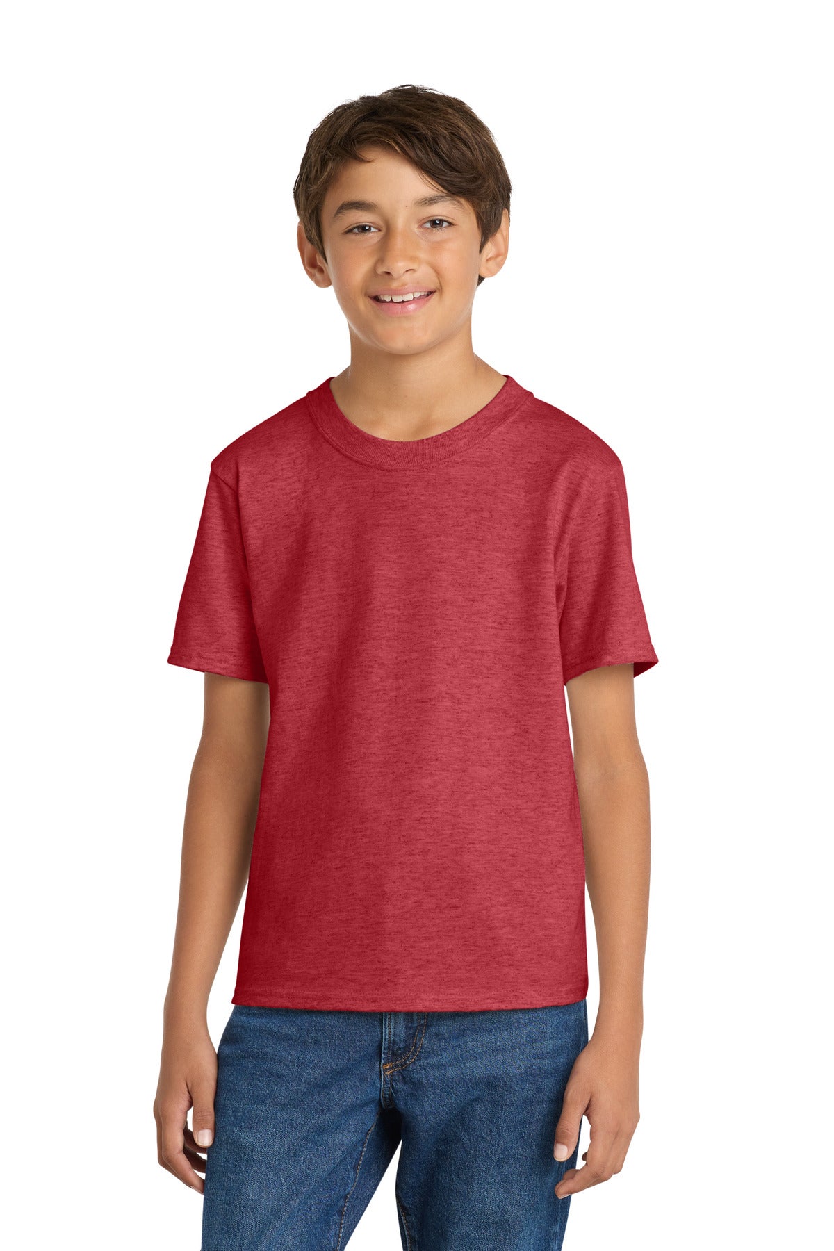 SanMar PC54Y_heatherred_model_front.jpg