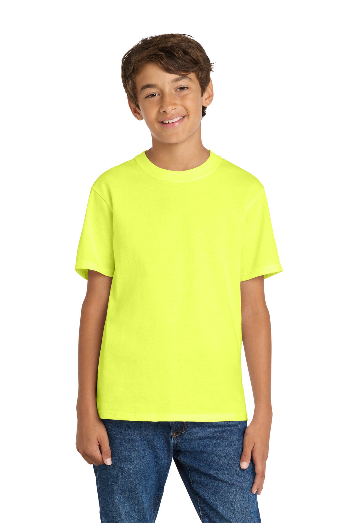 SanMar PC54Y_neonyellow_model_front.jpg
