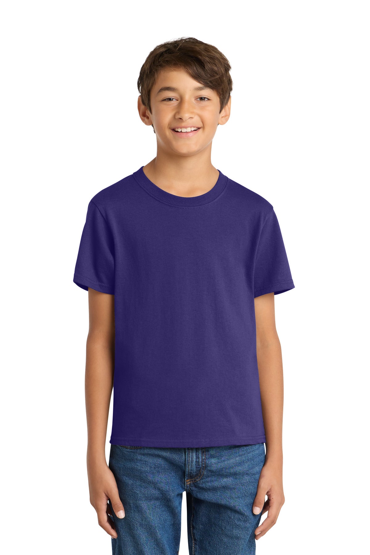 SanMar PC54Y_teampurple_model_front.jpg