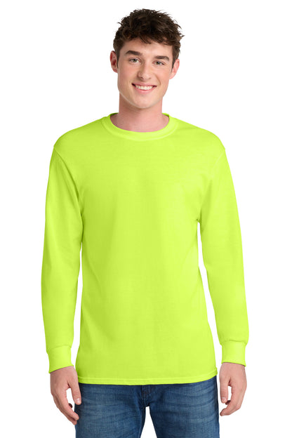 SanMar PC55LS_safetygreen_model_front.jpg
