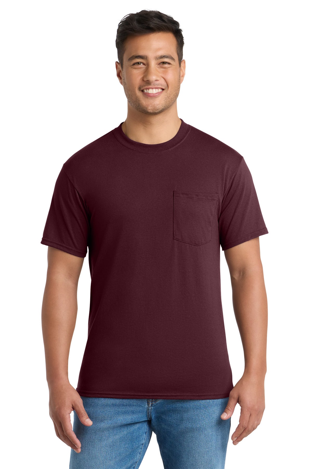 SanMar PC55P_athleticmaroon_model_front.jpg
