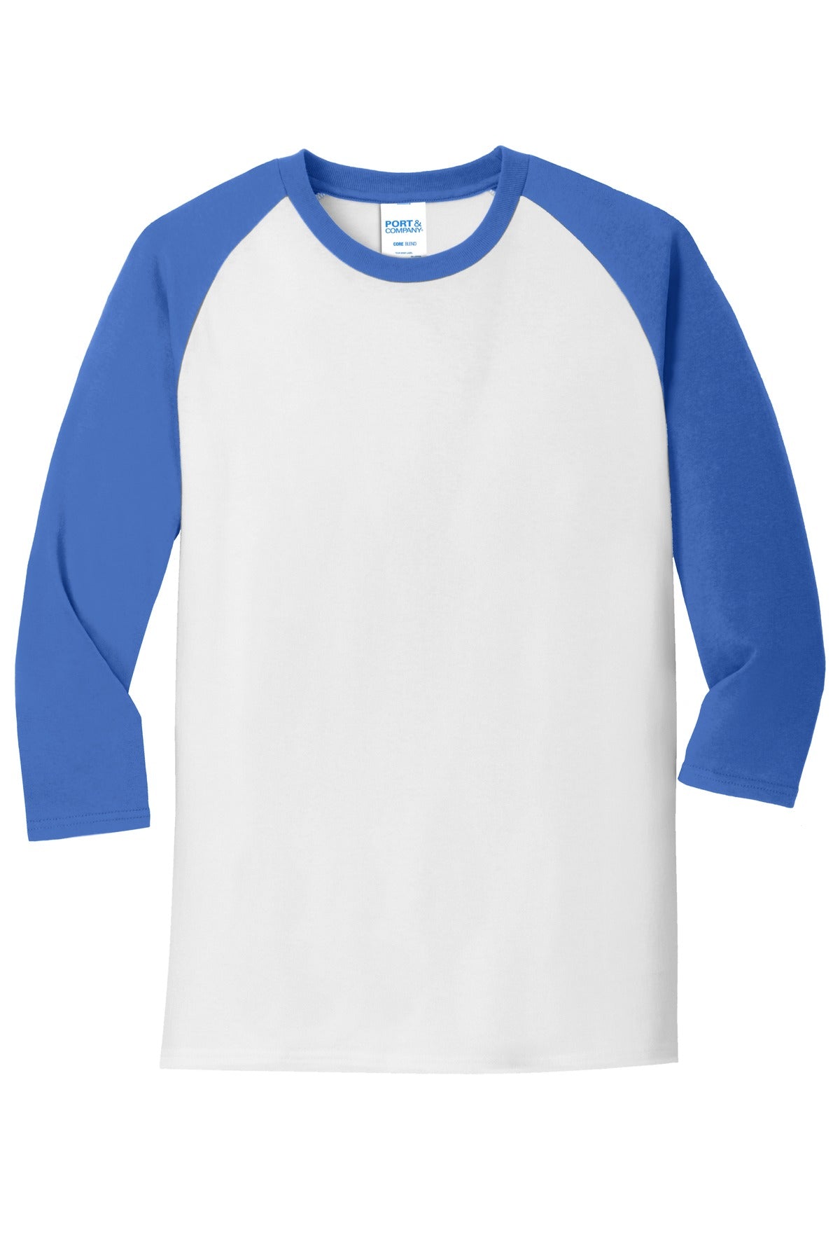 Port & Co Core Blend 3/4-Sleeve Raglan Tee. PC55RS