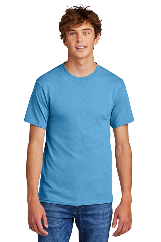 Front View of Aquatic Blue Port & Co Core Blend Tee. PC55  - S