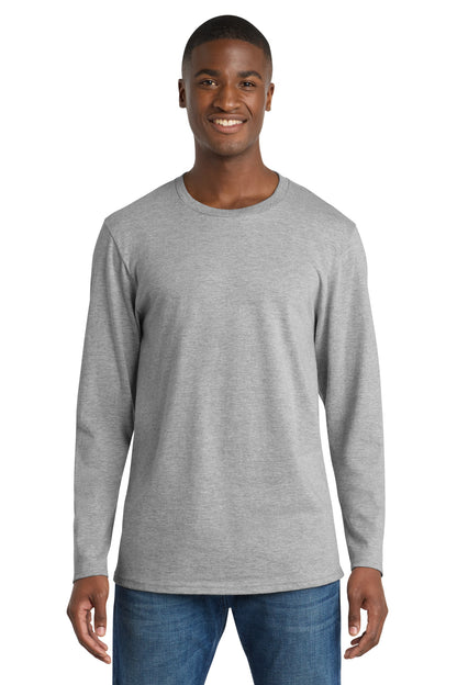 Front View of Athletic Hthr Port & Co Long Sleeve Bouncer Tee PC600LS  - S