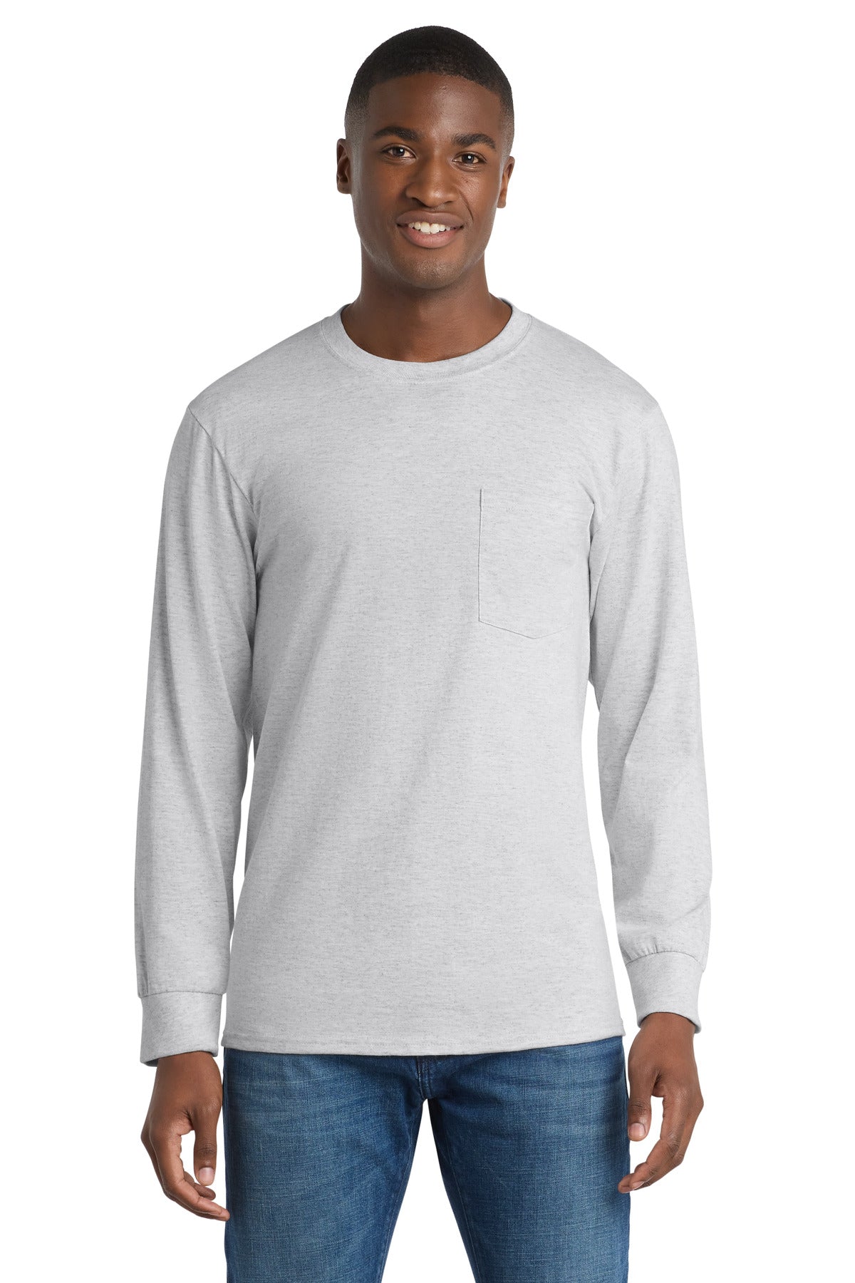 Port & Company Tall Long Sleeve Essential Pocket Tee. PC61LSPT