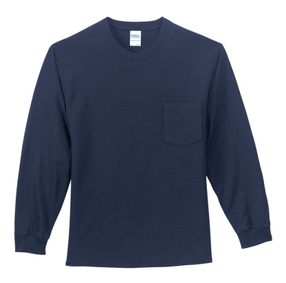 Port & Co Long Sleeve Essential Pocket Tee. PC61LSP