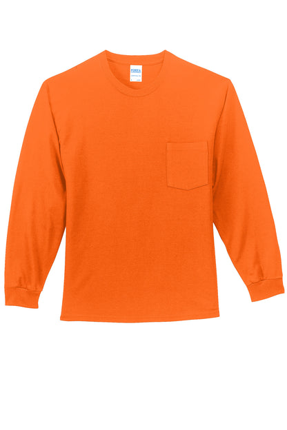 Port & Co Long Sleeve Essential Pocket Tee. PC61LSP