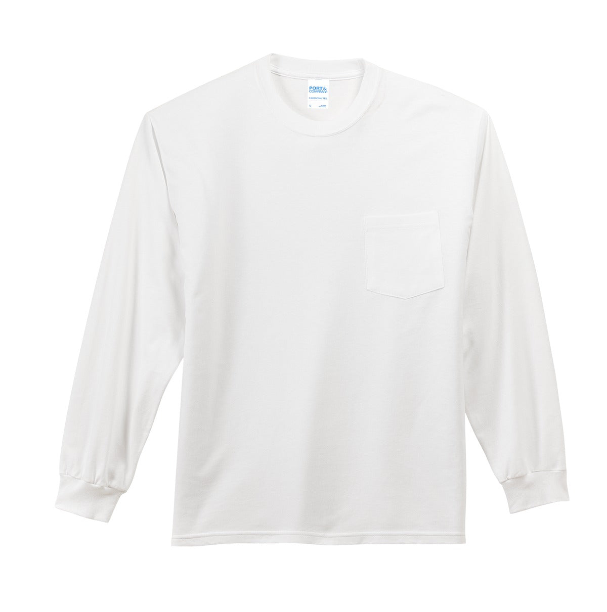 Port & Co Long Sleeve Essential Pocket Tee. PC61LSP