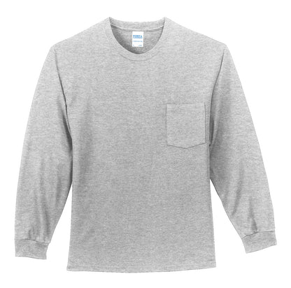 Port & Co Long Sleeve Essential Pocket Tee. PC61LSP