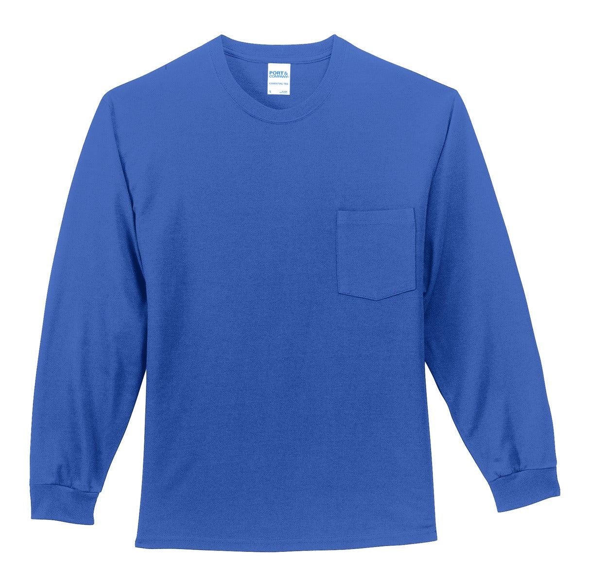 Port & Co Long Sleeve Essential Pocket Tee. PC61LSP