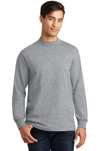 Front View of Ath. Heather Port & Co Essential Mock Turtleneck. PC61M  - S