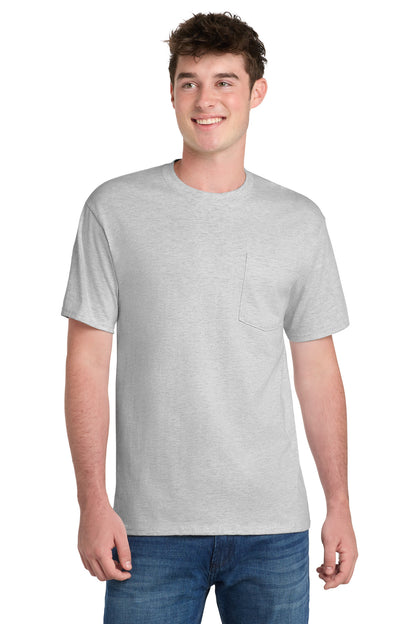 Front View of Ash Port & Co Tall Essential Pocket Tee. PC61PT  - LT