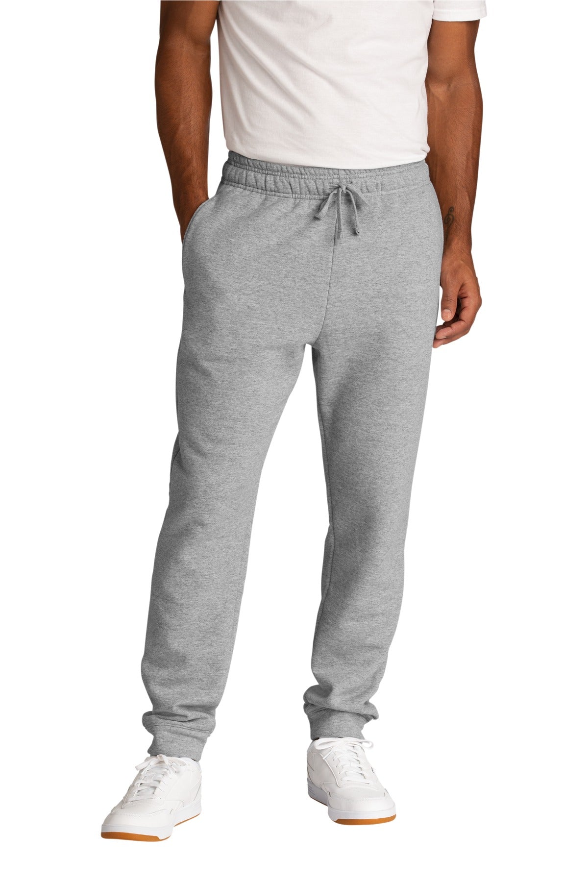 Front View of AthlHthr Port & Co Core Fleece Jogger. PC78J  - S
