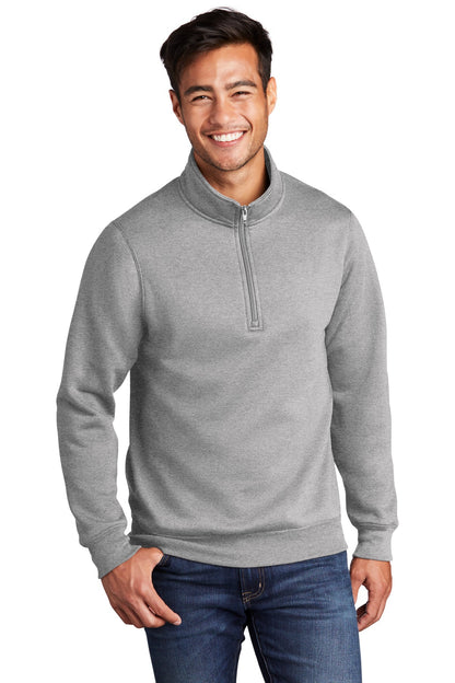 Front View of Athletic Hthr Port & Co Core Fleece 1/4-Zip Pullover Sweatshirt PC78Q  - S