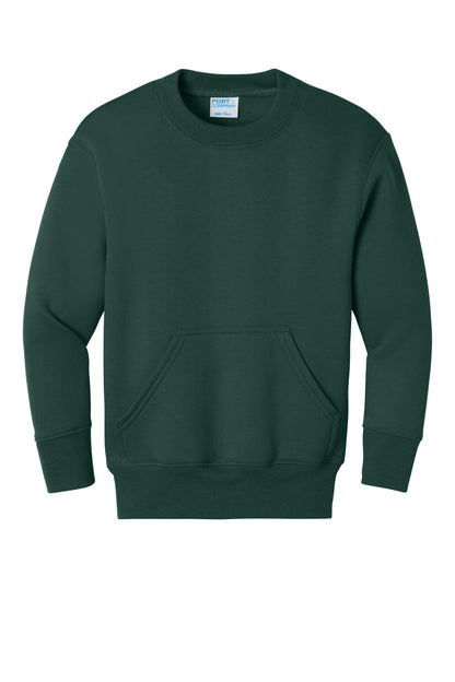 Port & Co Youth Core Fleece Crewneck Pocket Sweatshirt PC78YPKT