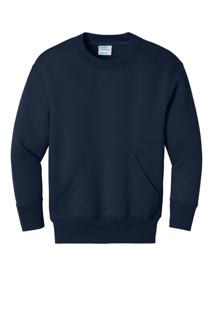 Port & Co Youth Core Fleece Crewneck Pocket Sweatshirt PC78YPKT