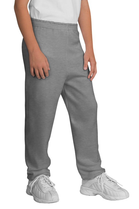 Front View of Ath. Heather Port & Co Youth Core Fleece Sweatpant. PC90YP  - XS