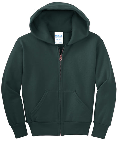 Port & Co Youth Core Fleece Full-Zip Hooded Sweatshirt. PC90YZH