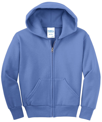 Port & Co Youth Core Fleece Full-Zip Hooded Sweatshirt. PC90YZH