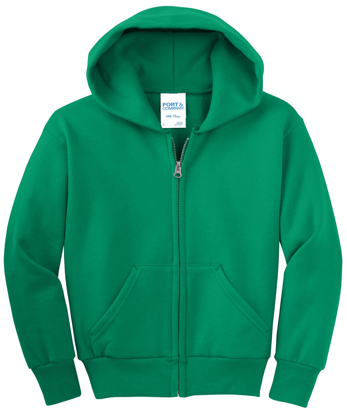 Port & Co Youth Core Fleece Full-Zip Hooded Sweatshirt. PC90YZH