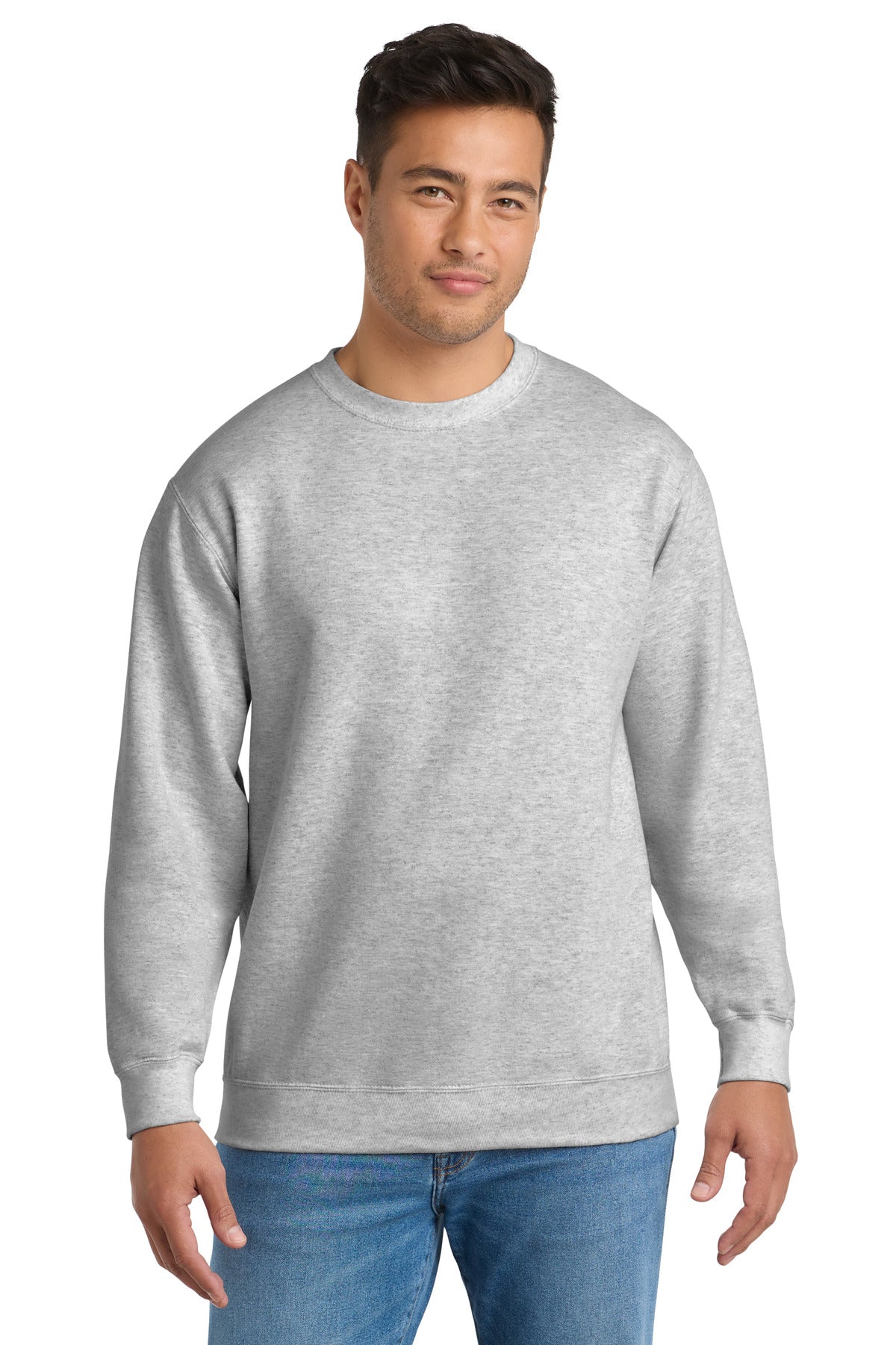 Front View of Ash Port & Co Essential Fleece Crewneck Sweatshirt. PC90  - S