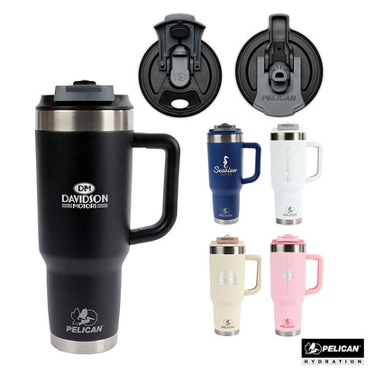 N/A Pelican Porter™ Dual 40 oz. Dual Lid, Recycled Double Wall Stainless Steel Travel Tumbler