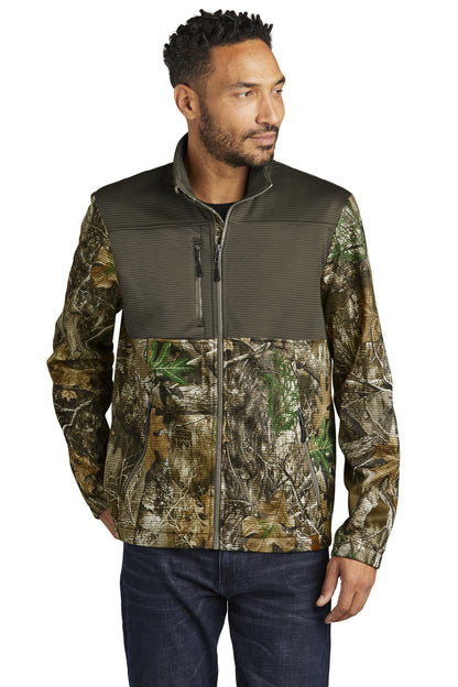 Front View of CrgBr/RTEd Russell Outdoors Realtree Atlas Colorblock Soft Shell RU601  - XS
