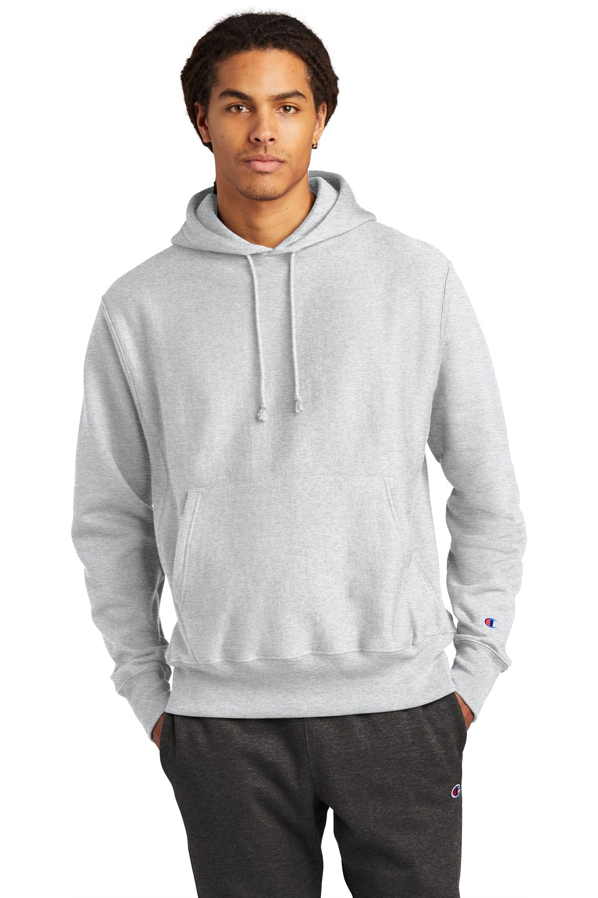 Front View of Ash Champion Reverse Weave Hooded Sweatshirt S101  - S