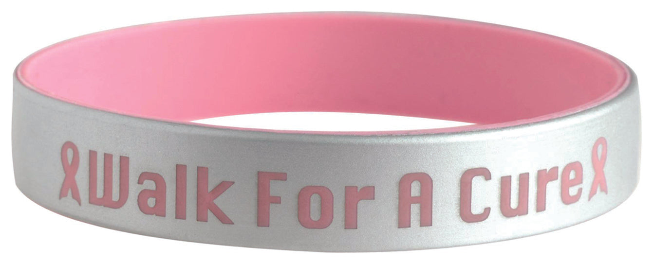 Front View of Blue Silver Silicone Bracelets