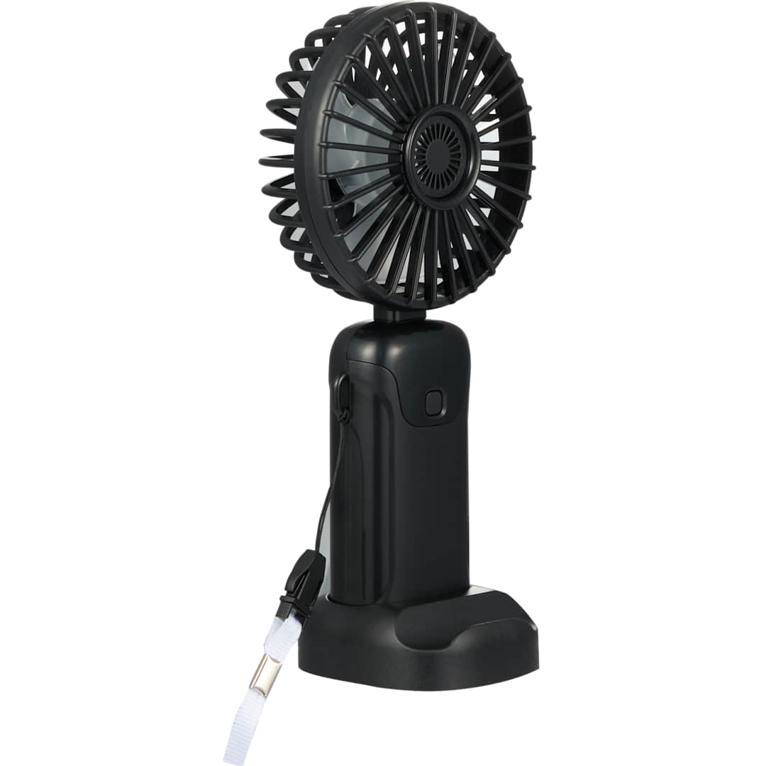 Front View of Black Rechargeable 100% RABS Personal LED Fan