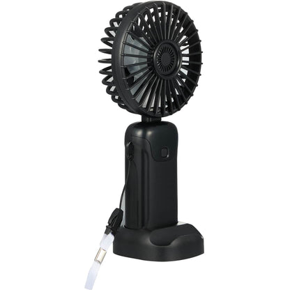 Front View of Black Rechargeable 100% RABS Personal LED Fan