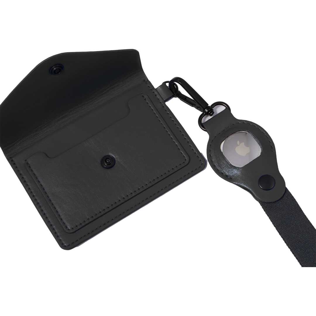 Black Recycled Wrist Lanyard with Card Holder