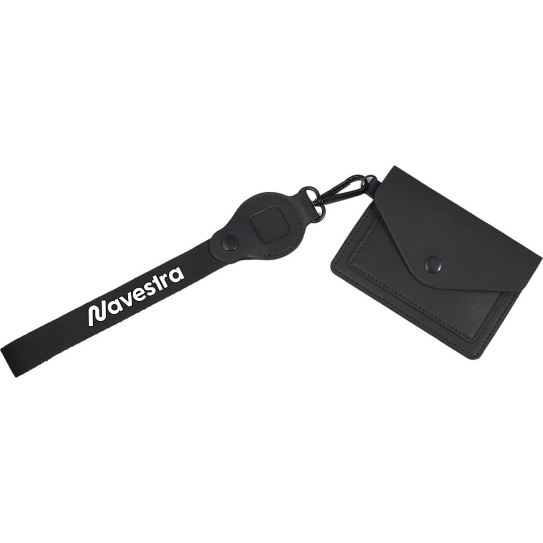 Black Recycled Wrist Lanyard with Card Holder
