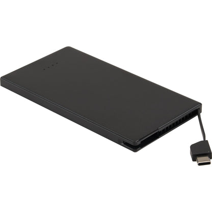 Front View of Black 4000 mAh Cable Keeper Power Bank with Type-C Tip