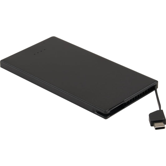 Front View of Black 4000 mAh Cable Keeper Power Bank with Type-C Tip