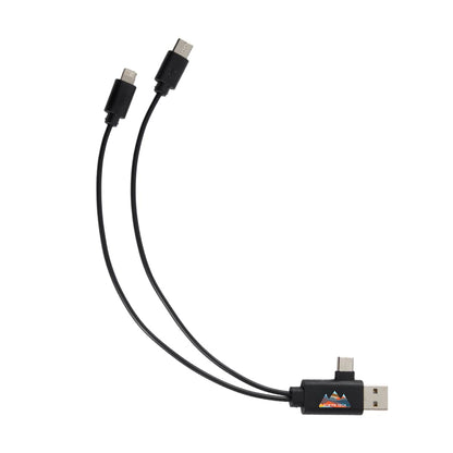 Front View of Black 5-in-1 Recycled Charging Cable