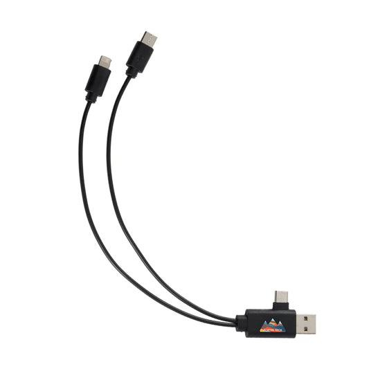 Front View of Black 5-in-1 Recycled Charging Cable