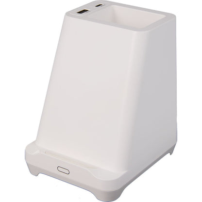 White Desk Mate Organizer with Bluetooth Speaker and Hub